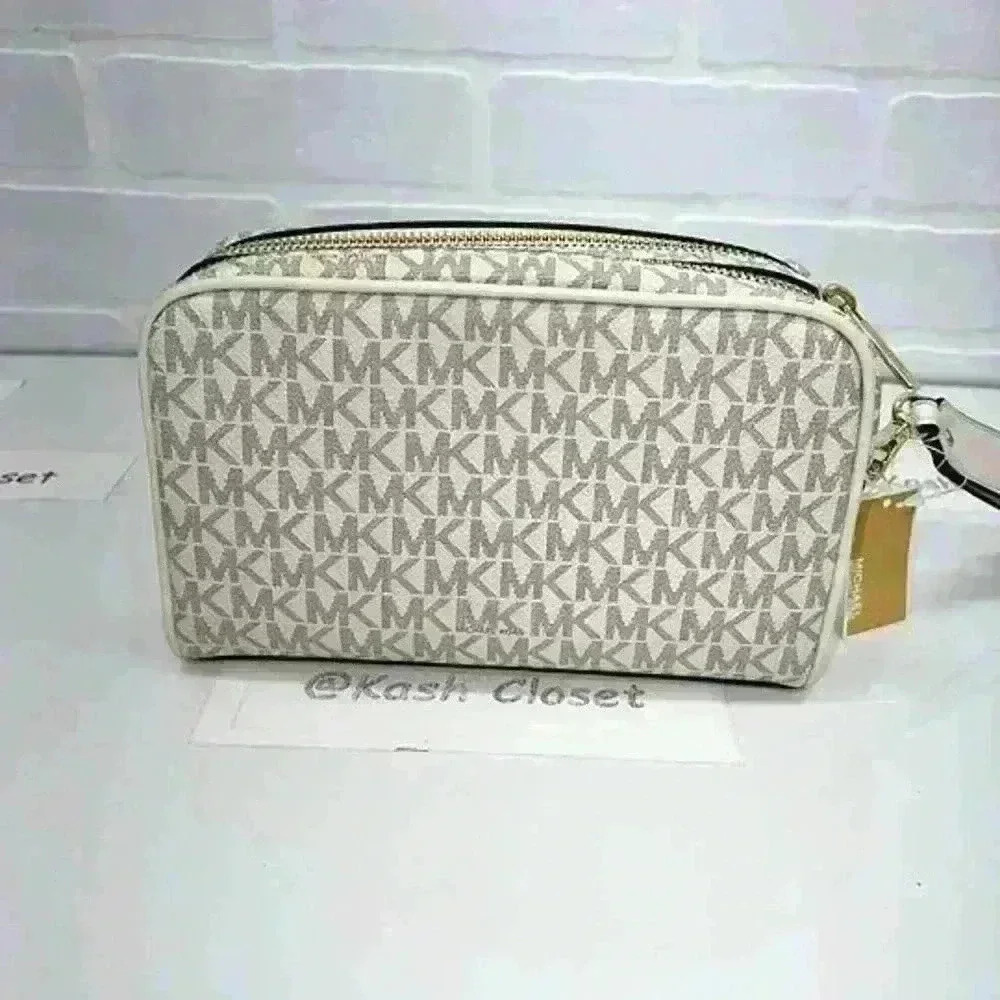 Michael Kors double zip travel pouch wristlet jet set medium Light cream… - Picture 5 of 9